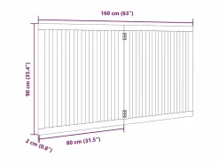 Puerta para perros plegable 2 paneles madera álamo blanca 160cm Seguridad Para Mascotas