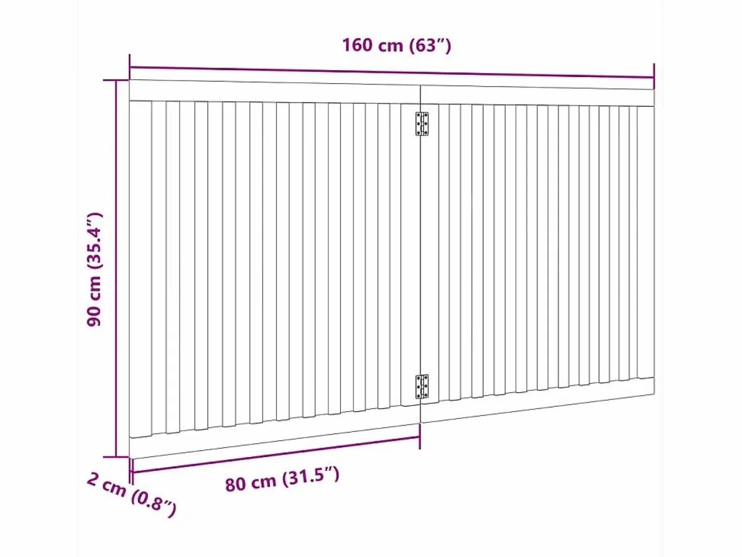Puerta para perros plegable 2 paneles madera álamo blanca 160cm Seguridad Para Mascotas