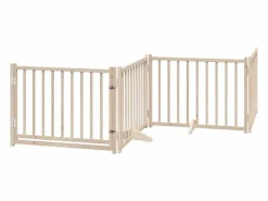 Discount Puerta para perros plegable 4 paneles madera de abeto 320 cm Seguridad Para Mascotas