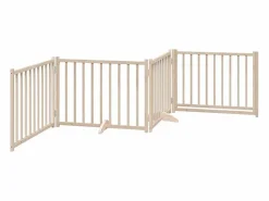 Discount Puerta para perros plegable 4 paneles madera de abeto 320 cm Seguridad Para Mascotas