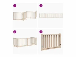 Discount Puerta para perros plegable 4 paneles madera de abeto 320 cm Seguridad Para Mascotas