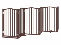 New Clicnbuy Puerta para perros plegable 6 paneles álamo marrón roble 300 cm Marru00f3n