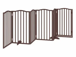 New Clicnbuy Puerta para perros plegable 6 paneles álamo marrón roble 300 cm Marru00f3n