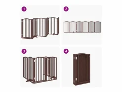 New Clicnbuy Puerta para perros plegable 6 paneles álamo marrón roble 300 cm Marru00f3n