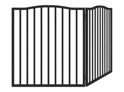 New Puerta para perros plegable 2 paneles madera álamo negra 160 cm Seguridad Para Mascotas