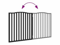 New Puerta para perros plegable 2 paneles madera álamo negra 160 cm Seguridad Para Mascotas