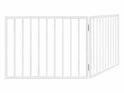 New Puerta para perros plegable de 2 paneles, madera de álamo, blanca, 160 cm Seguridad Para Mascotas