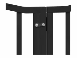 Clicnbuy Puerta para perros plegable 6 paneles madera álamo negra 300 cm Negro