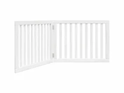 Clicnbuy Puerta para perros plegable 2 paneles madera álamo blanca 160cm