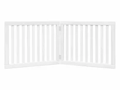 Clicnbuy Puerta para perros plegable 2 paneles madera álamo blanca 160cm