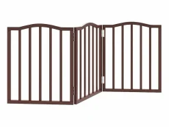 Outlet Puerta para perros plegable 3 paneles álamo marrón roble 150 cm Seguridad Para Mascotas