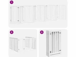 Clicnbuy Puerta para perros plegable 9 paneles madera álamo blanca 450cm