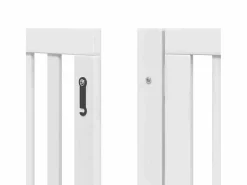 Clicnbuy Puerta para perros plegable 9 paneles madera álamo blanca 450cm