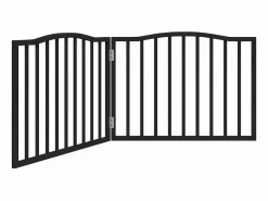 Clicnbuy Puerta para perros plegable 2 paneles madera álamo negra 160 cm