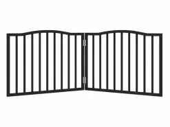 Clicnbuy Puerta para perros plegable 2 paneles madera álamo negra 160 cm