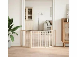 Best Puerta para perros plegable de 3 paneles, 150 cm, madera de álamo Seguridad Para Mascotas
