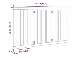 Sale Puerta para perros plegable 3 paneles madera álamo negra 150 cm Seguridad Para Mascotas