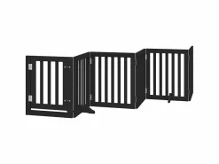 Best Clicnbuy Puerta para perros plegable 6 paneles madera álamo negra 300 cm Negro