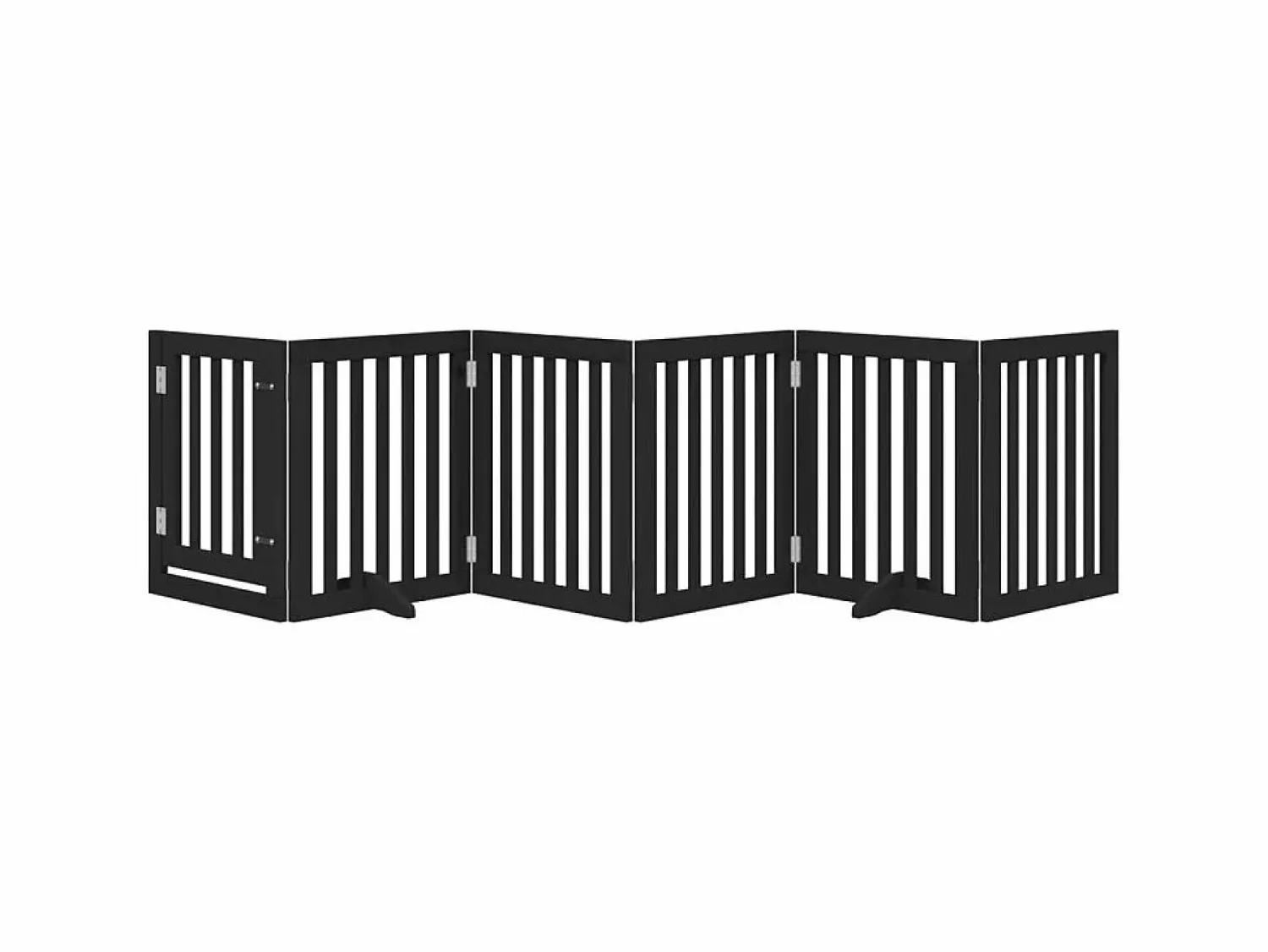 Best Clicnbuy Puerta para perros plegable 6 paneles madera álamo negra 300 cm Negro