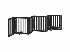Best Clicnbuy Puerta para perros plegable 6 paneles madera álamo negra 300 cm Negro