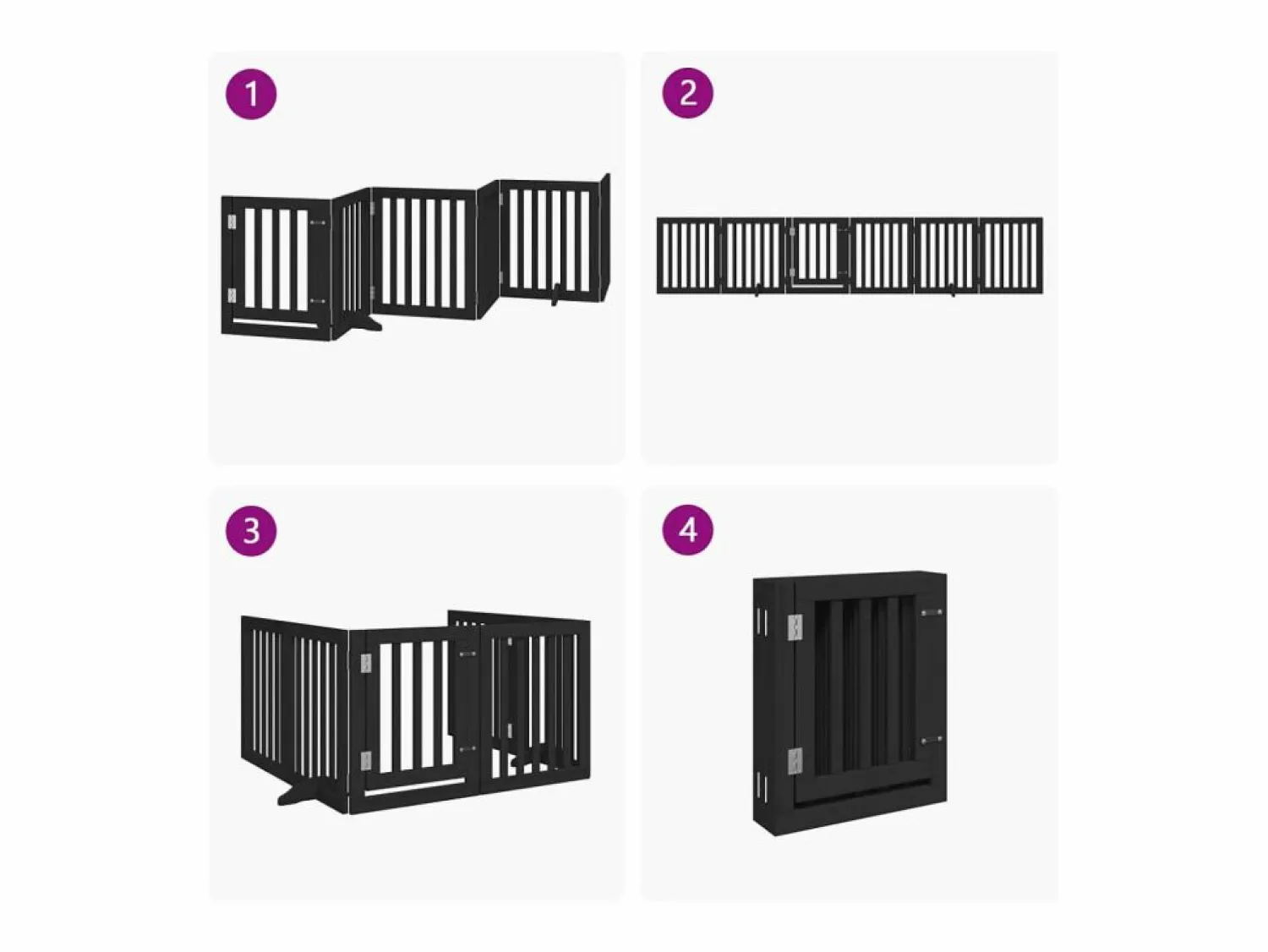 Best Clicnbuy Puerta para perros plegable 6 paneles madera álamo negra 300 cm Negro