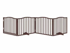 Clicnbuy Puerta para perros plegable 4 paneles álamo marrón roble 320 cm