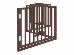 Clicnbuy Puerta para perros plegable 4 paneles álamo marrón roble 320 cm