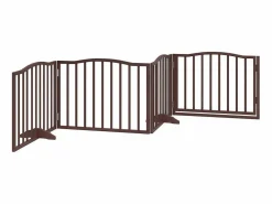 Clicnbuy Puerta para perros plegable 4 paneles álamo marrón roble 320 cm