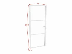Vente-unique Puerta reversible blanca de aluminio y vidrio templado - Al. 204 x An. 73 cm - MASERU