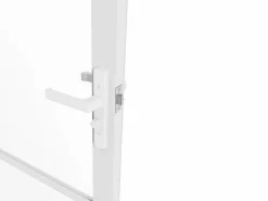 Vente-unique Puerta reversible blanca de aluminio y vidrio templado - Al. 204 x An. 73 cm - MASERU