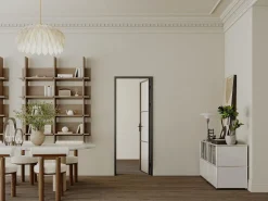 Best Vente-unique Puerta reversible de aluminio y vidrio esmerilado - Alt. 204 x L73 cm - - MASERU Negro
