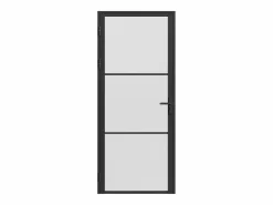Best Vente-unique Puerta reversible de aluminio y vidrio esmerilado - Alt. 204 x L73 cm - - MASERU Negro