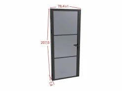 Best Vente-unique Puerta reversible de aluminio y vidrio esmerilado - Alt. 204 x L73 cm - - MASERU Negro