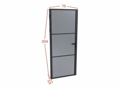 Best Vente-unique Puerta reversible de aluminio y vidrio esmerilado - Alt. 204 x L73 cm - - MASERU Negro