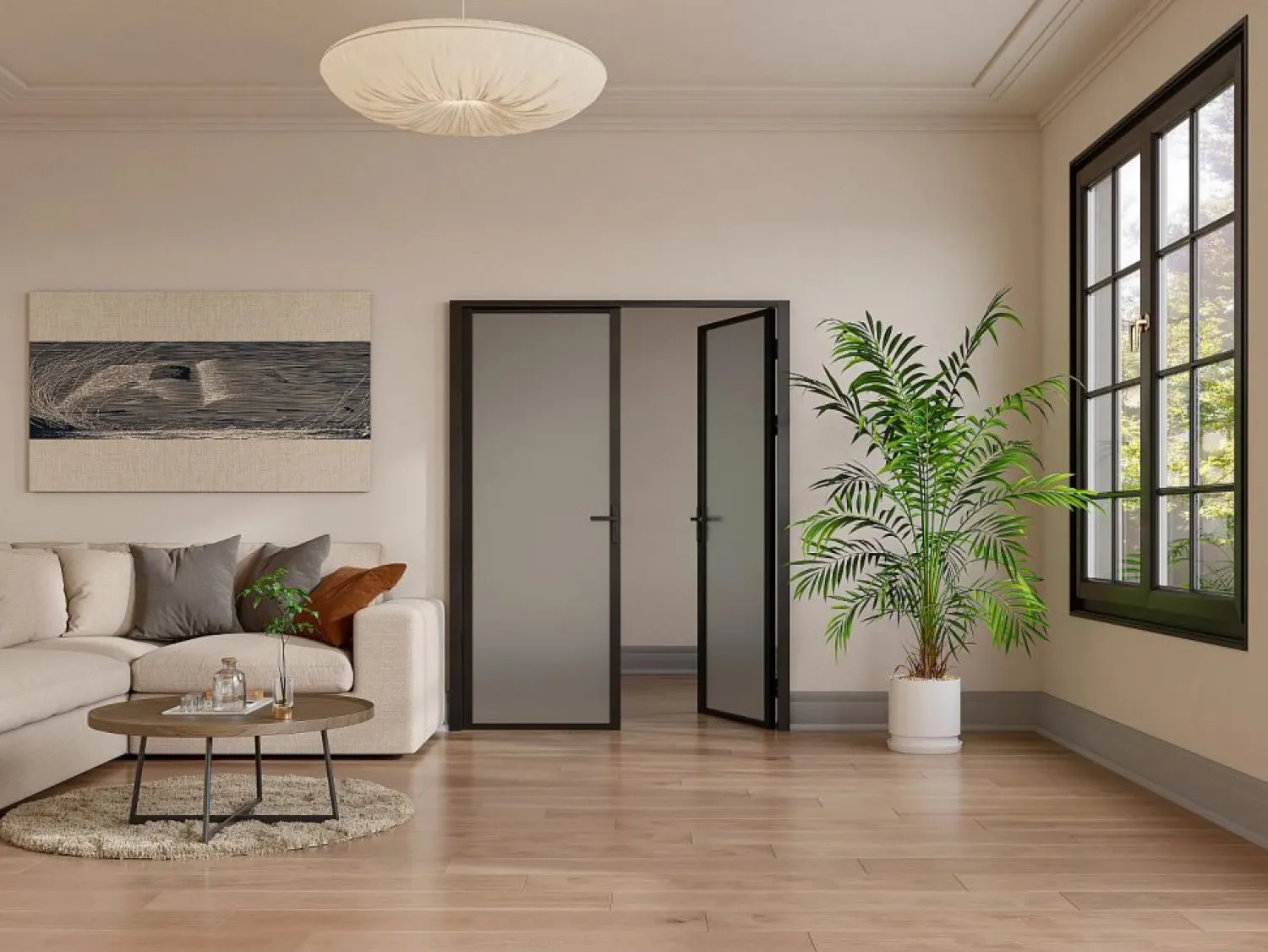 Outlet Puerta reversible de doble hoja - vidrio esmerilado - 2 x Al 204 x An 93 cm - LOXTON Puerta Con Marco