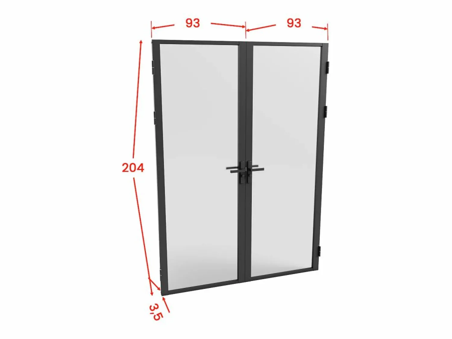 Outlet Puerta reversible de doble hoja - vidrio esmerilado - 2 x Al 204 x An 93 cm - LOXTON Puerta Con Marco