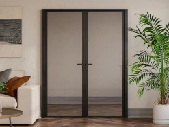 Vente-unique Puerta reversible de doble hoja - vidrio templado - 2 x Al 204 x An 83 cm - LOXTON