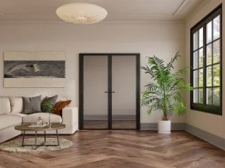 Vente-unique Puerta reversible de doble hoja - vidrio templado - 2 x Al 204 x An 93 cm - LOXTON