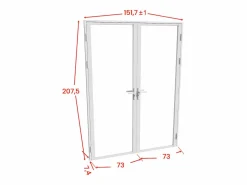 Vente-unique Puerta reversible de doble hoja - vidrio templado - - 2 x Al 204 x An 73 cm - LOXTON