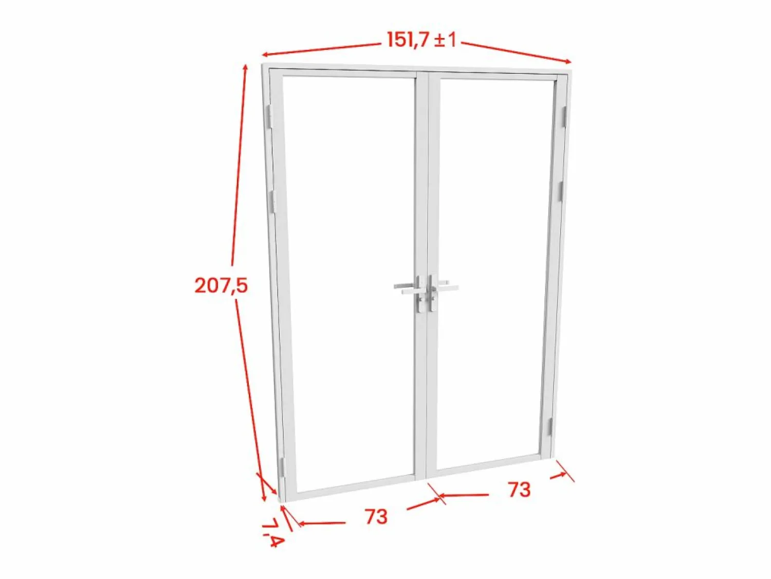 Vente-unique Puerta reversible de doble hoja - vidrio templado - - 2 x Al 204 x An 73 cm - LOXTON