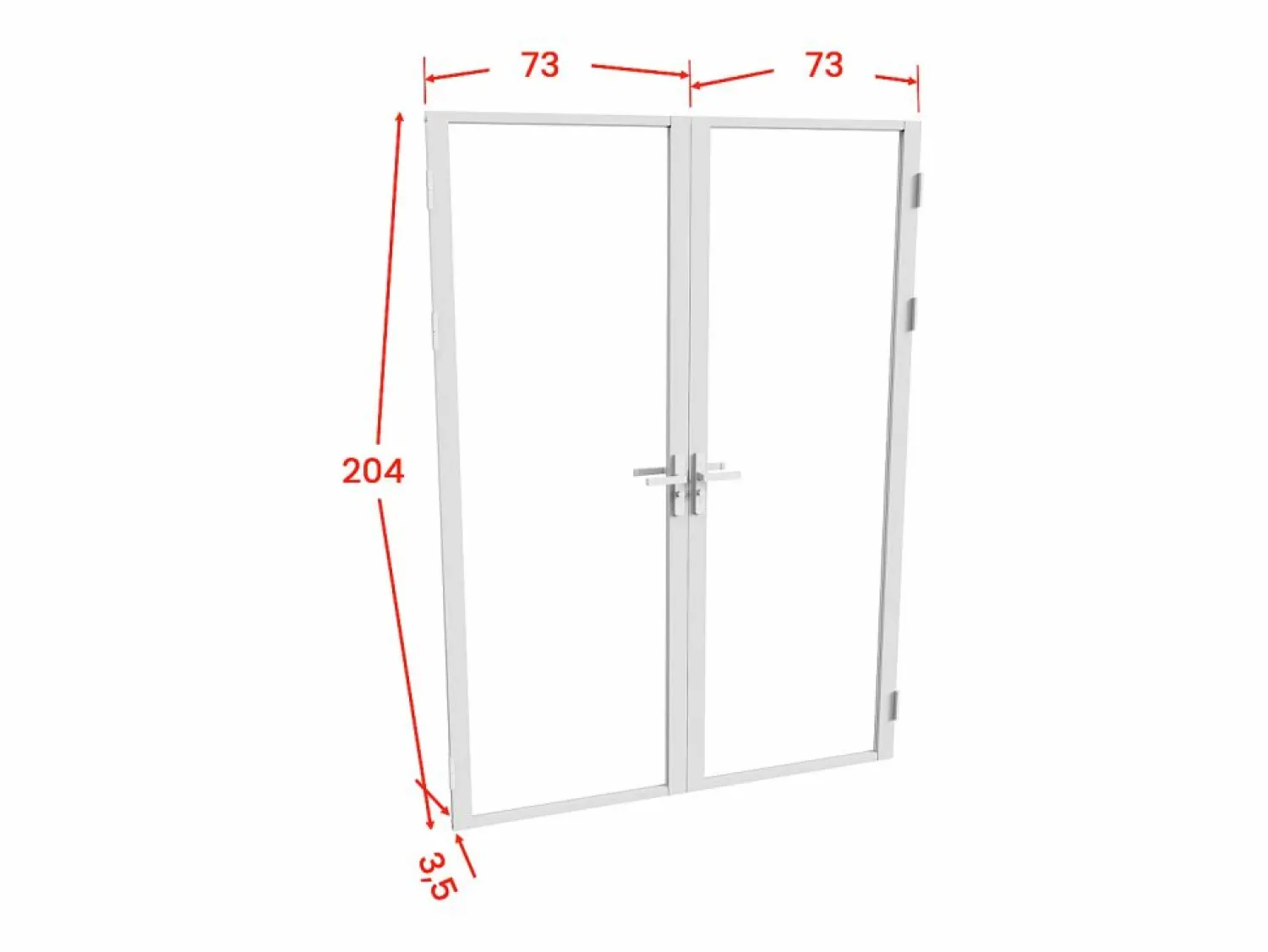 Vente-unique Puerta reversible de doble hoja - vidrio templado - - 2 x Al 204 x An 73 cm - LOXTON