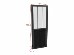Clearance Puerta taller de aluminio, MDF y vidrio translúcido - Alt. 204 x An. 73 cm - ERMELO Puerta Con Marco