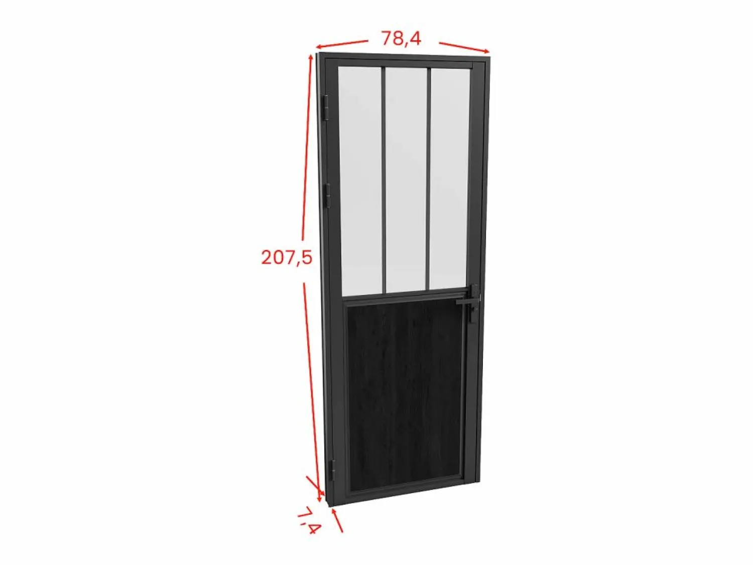 Clearance Puerta taller de aluminio, MDF y vidrio translúcido - Alt. 204 x An. 73 cm - ERMELO Puerta Con Marco