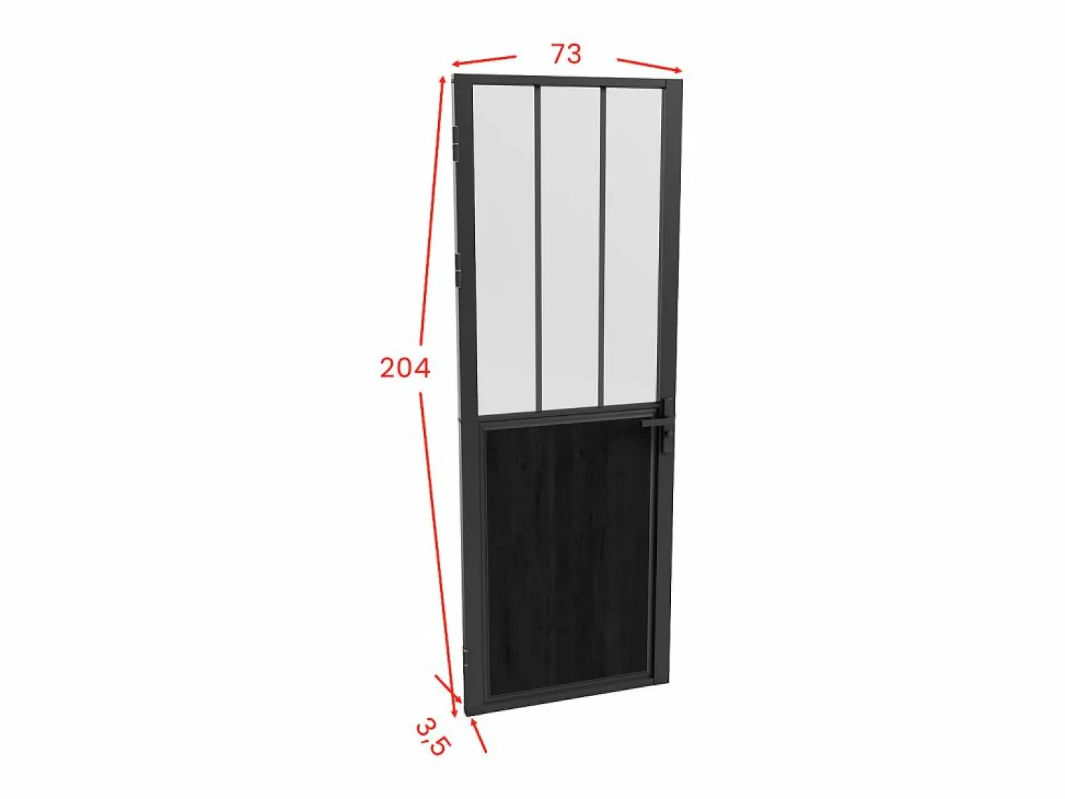 Clearance Puerta taller de aluminio, MDF y vidrio translúcido - Alt. 204 x An. 73 cm - ERMELO Puerta Con Marco