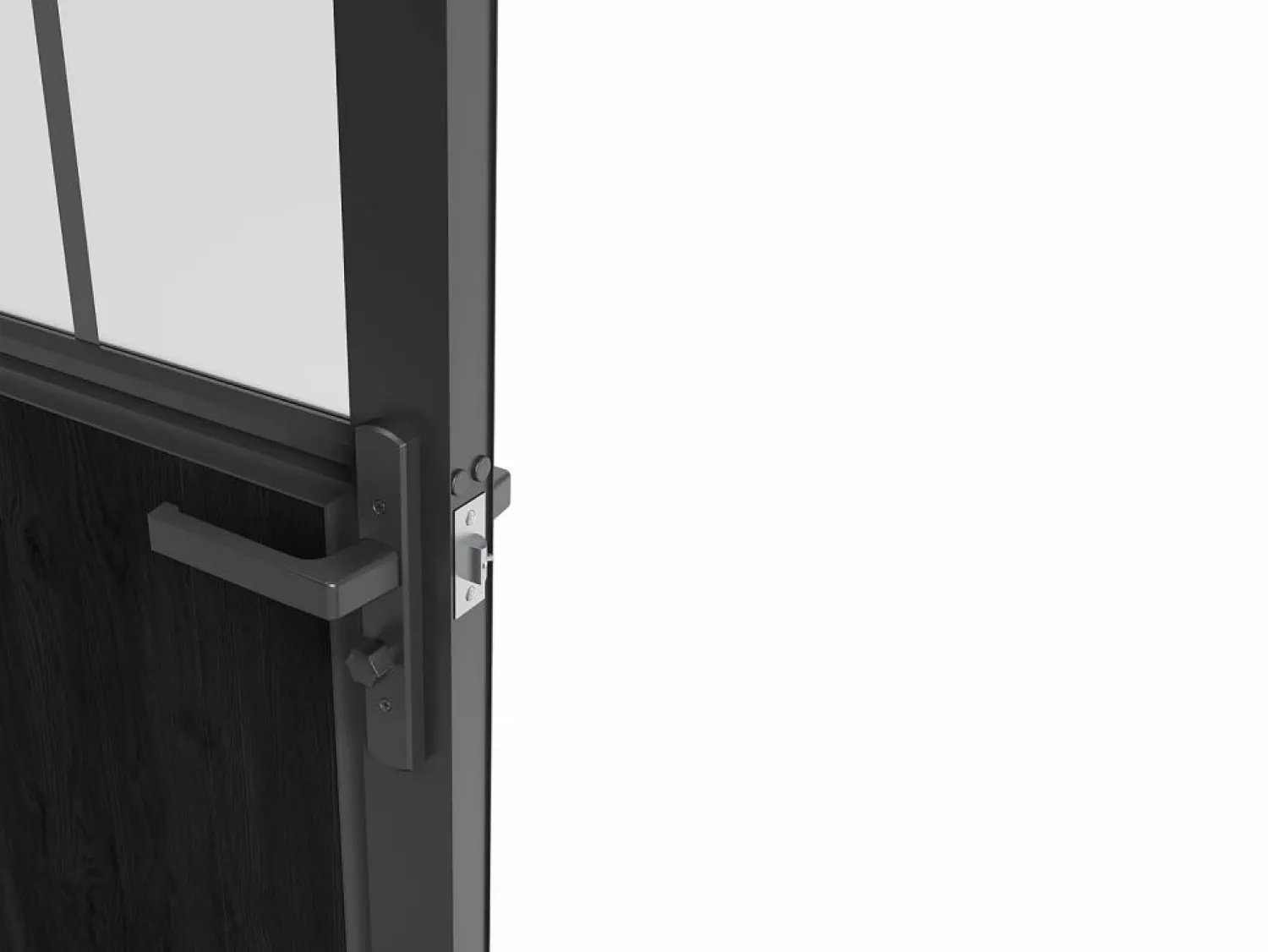 Clearance Puerta taller de aluminio, MDF y vidrio translúcido - Alt. 204 x An. 73 cm - ERMELO Puerta Con Marco