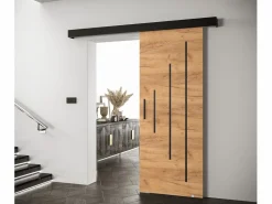 Online Puertas correderas Salwador Y 90x204 cm (Roble Craft / Negro / Negro) Puerta Corredera