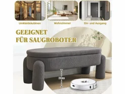 Puf banco de cama con arcón de almacenamiento en terciopelo, estilo contemporáneo y multifuncional para dormitorio y salón Gris