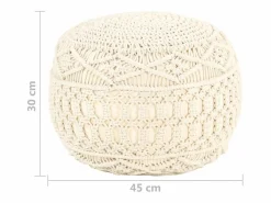 Outlet Puf de macramé hecho a mano 45x30 cm Algodón Reposapiés