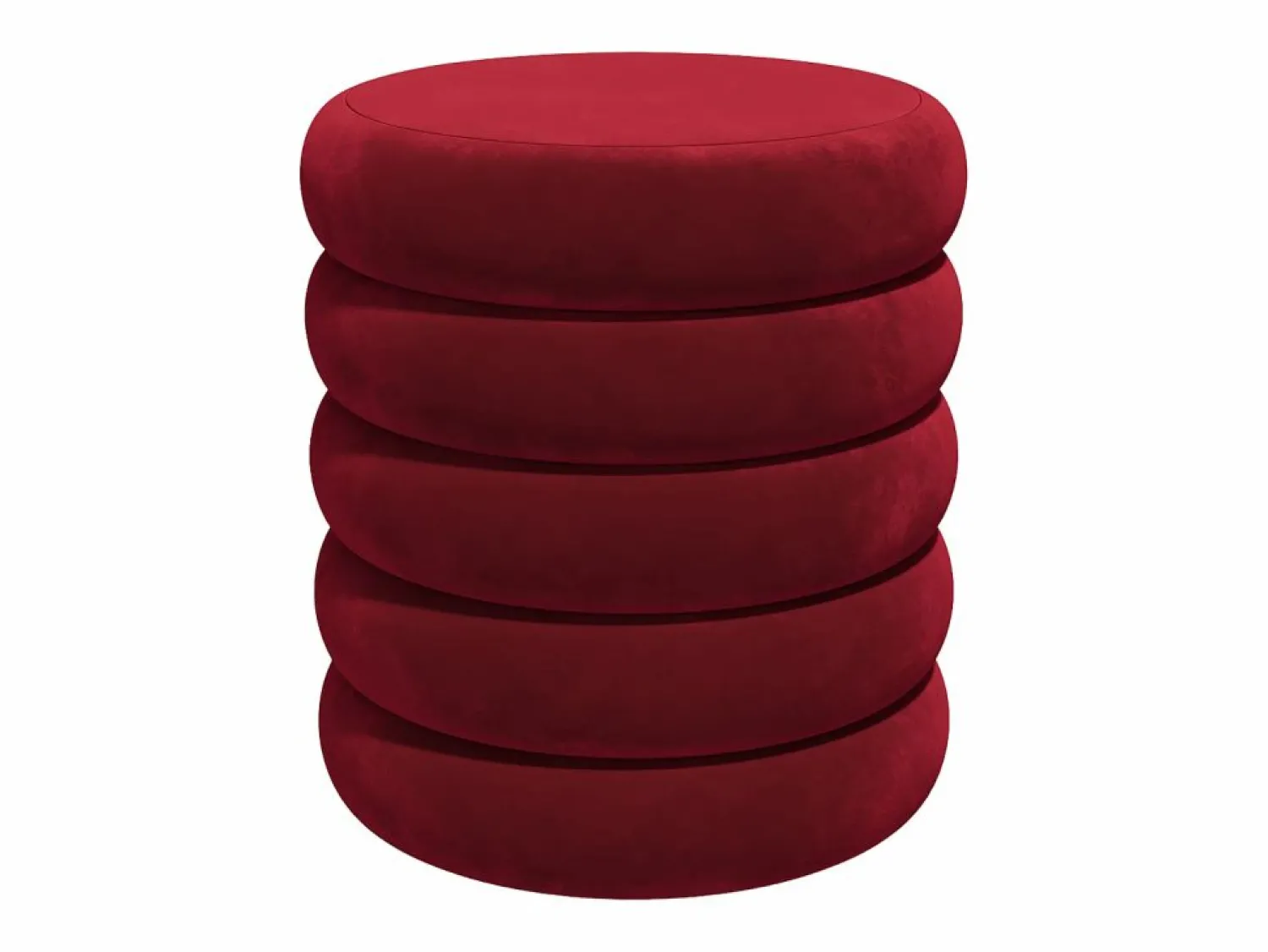 Outlet Puf de terciopelo color burdeos forma redondeada ECAMBI Colección Rouge Passion