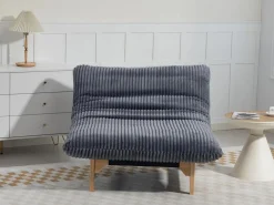 Puf Gigante Blanco de Tela Corduroy, Ergonomico con Respaldo 100x120x76 cm, para Salón y Dormitorio de Adultos